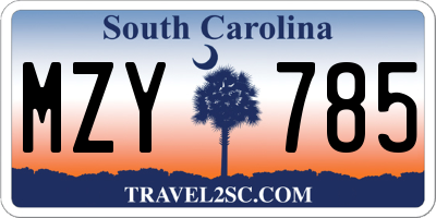 SC license plate MZY785