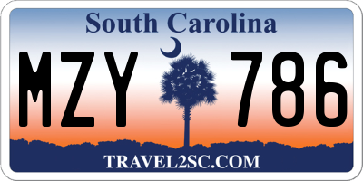 SC license plate MZY786