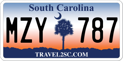 SC license plate MZY787