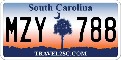SC license plate MZY788