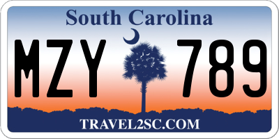 SC license plate MZY789