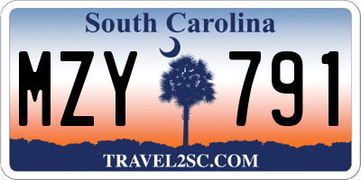 SC license plate MZY791