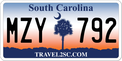 SC license plate MZY792