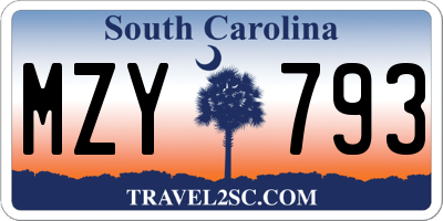 SC license plate MZY793