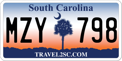 SC license plate MZY798
