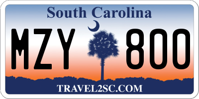 SC license plate MZY800