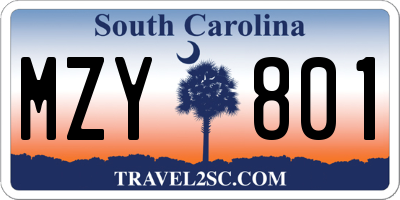 SC license plate MZY801