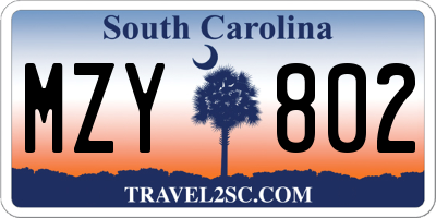 SC license plate MZY802