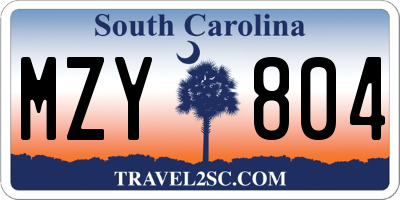 SC license plate MZY804