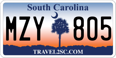 SC license plate MZY805