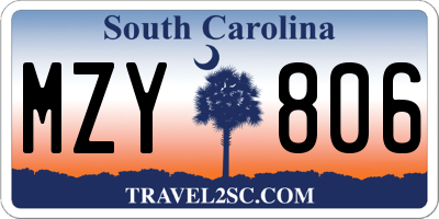 SC license plate MZY806
