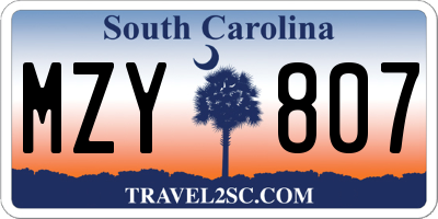 SC license plate MZY807