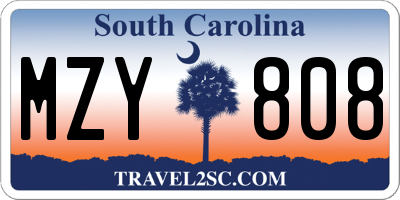 SC license plate MZY808