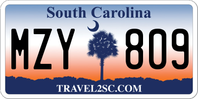 SC license plate MZY809