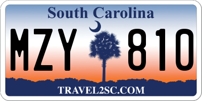SC license plate MZY810