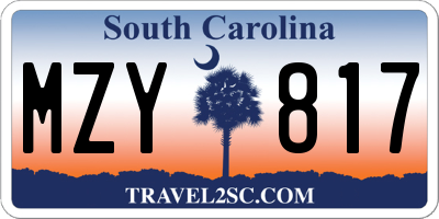 SC license plate MZY817