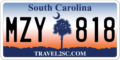 SC license plate MZY818