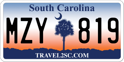 SC license plate MZY819