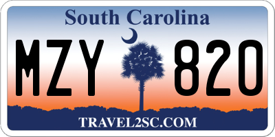 SC license plate MZY820