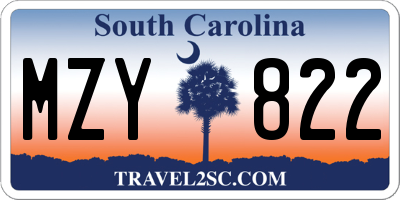 SC license plate MZY822