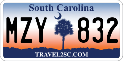 SC license plate MZY832