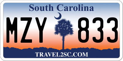 SC license plate MZY833