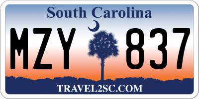 SC license plate MZY837