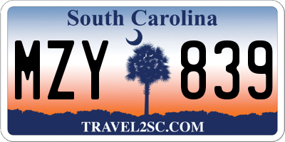 SC license plate MZY839
