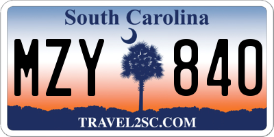 SC license plate MZY840