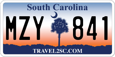 SC license plate MZY841