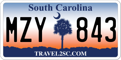SC license plate MZY843