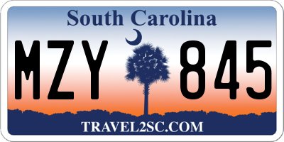 SC license plate MZY845