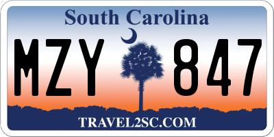 SC license plate MZY847