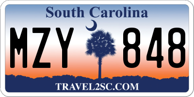 SC license plate MZY848