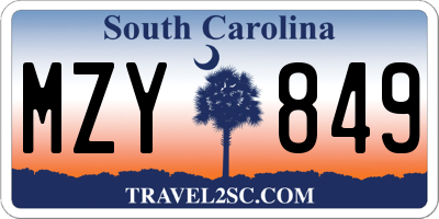 SC license plate MZY849