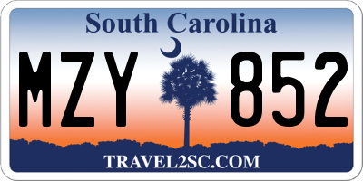 SC license plate MZY852