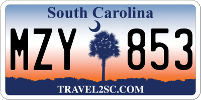SC license plate MZY853