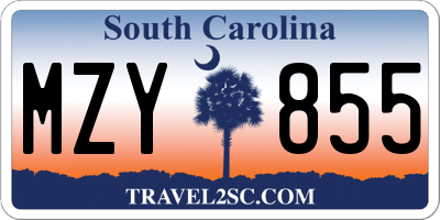 SC license plate MZY855