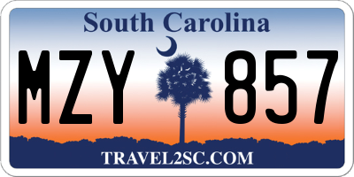 SC license plate MZY857