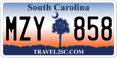 SC license plate MZY858