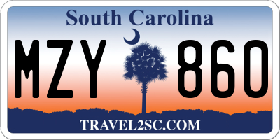 SC license plate MZY860