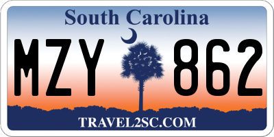 SC license plate MZY862