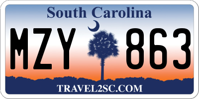 SC license plate MZY863