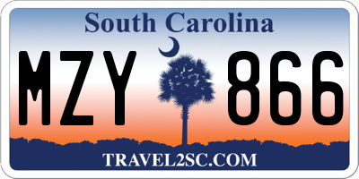 SC license plate MZY866