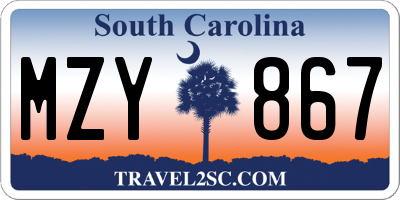 SC license plate MZY867