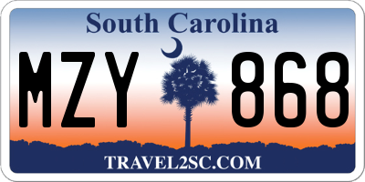SC license plate MZY868