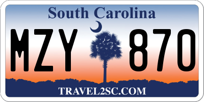 SC license plate MZY870