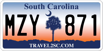 SC license plate MZY871