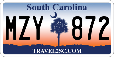 SC license plate MZY872