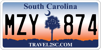 SC license plate MZY874